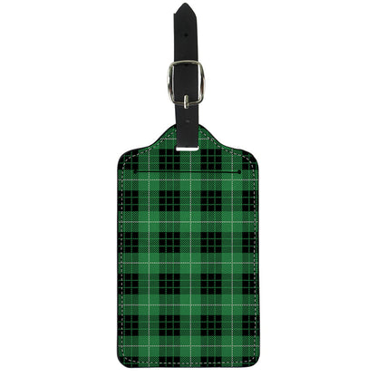 Black And Green Tartan Pattern Print Luggage Tag