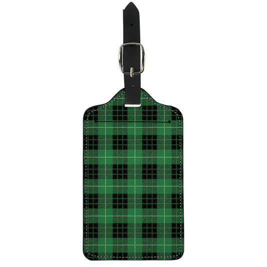 Black And Green Tartan Pattern Print Luggage Tag