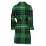 Black And Green Tartan Pattern Print Men's Bathrobe