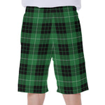Black And Green Tartan Pattern Print Men's Beach Shorts