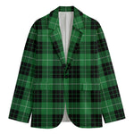 Black And Green Tartan Pattern Print Men's Blazer