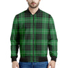 Black And Green Tartan Pattern Print Men's Bomber Jacket