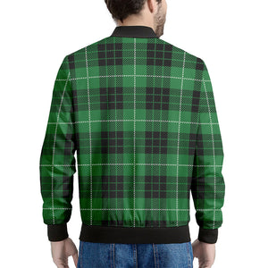 Black And Green Tartan Pattern Print Men's Bomber Jacket