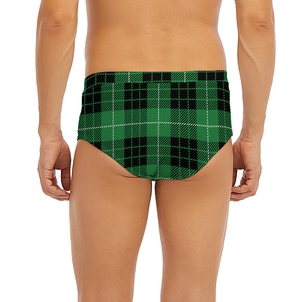 Black And Green Tartan Pattern Print Men's Briefs