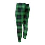 Black And Green Tartan Pattern Print Men's Compression Pants