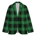 Black And Green Tartan Pattern Print Men's Cotton Blazer