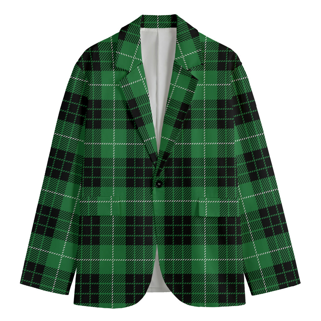 Black And Green Tartan Pattern Print Men's Cotton Blazer