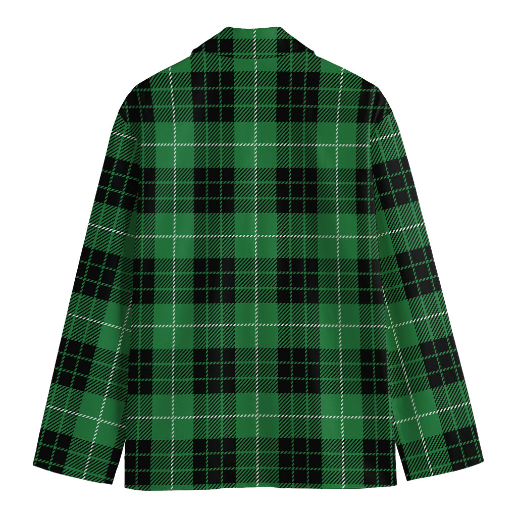 Black And Green Tartan Pattern Print Men's Cotton Blazer