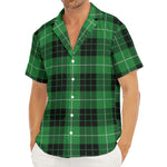 Black And Green Tartan Pattern Print Men's Deep V-Neck Shirt