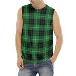 Black And Green Tartan Pattern Print Men's Fitness Tank Top