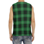 Black And Green Tartan Pattern Print Men's Fitness Tank Top
