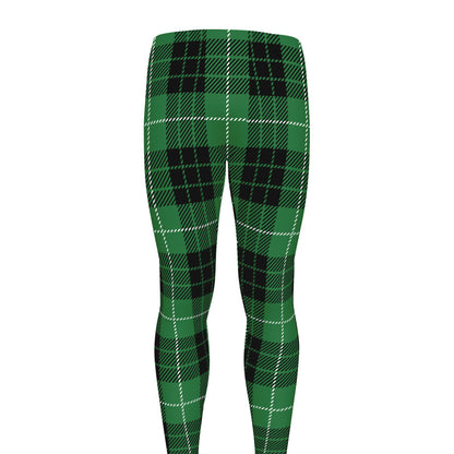 Black And Green Tartan Pattern Print Men's leggings