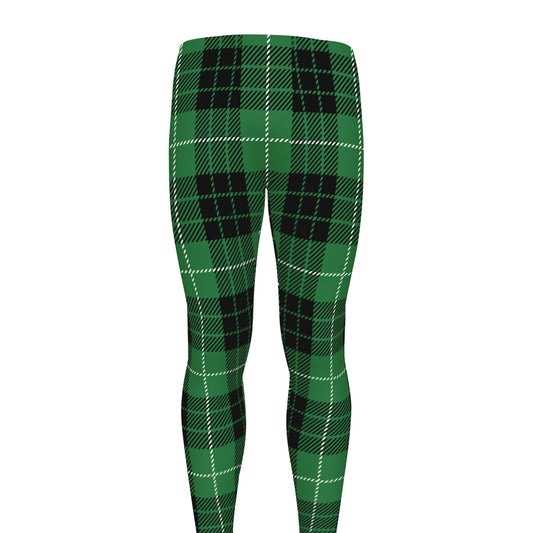 Black And Green Tartan Pattern Print Men's leggings