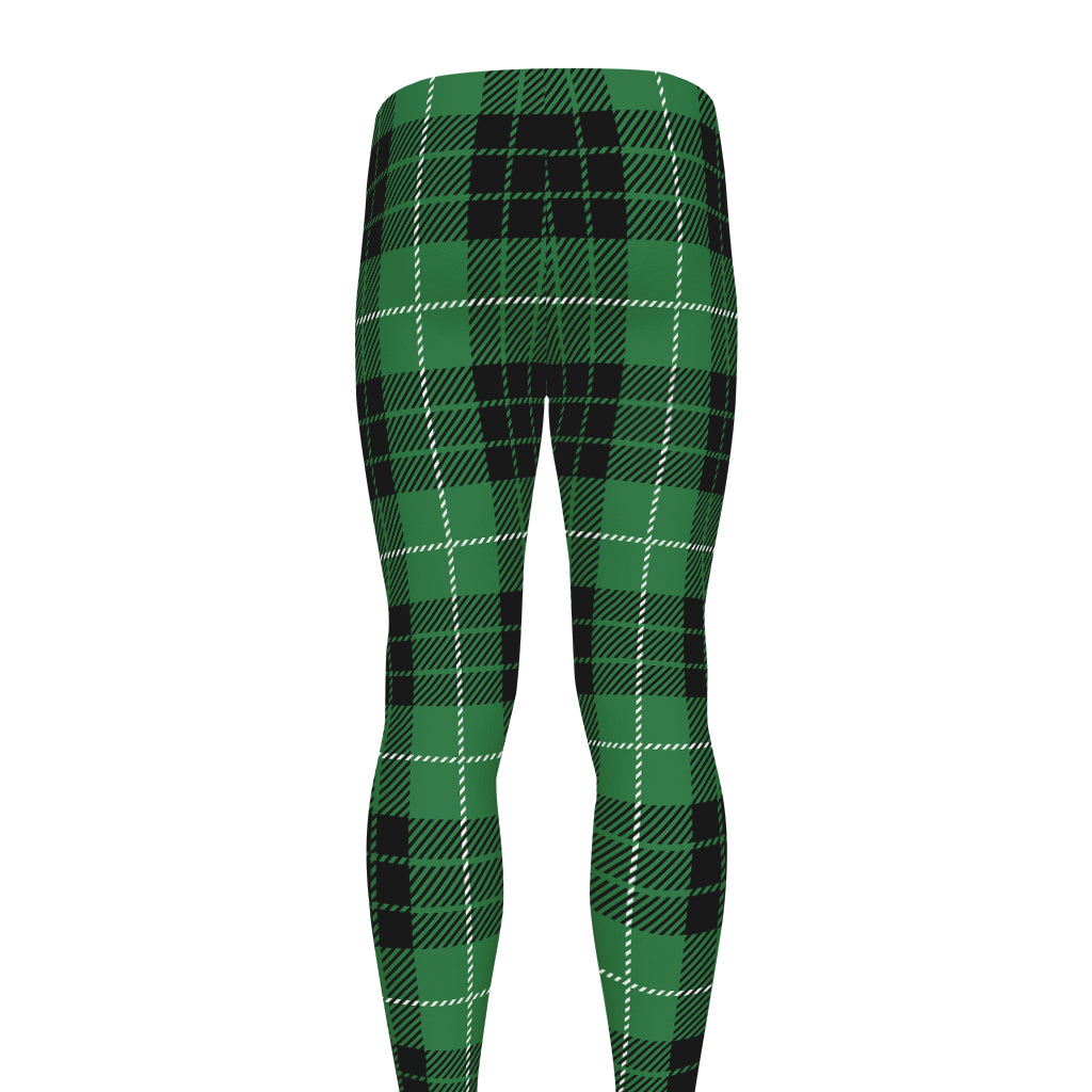 Black And Green Tartan Pattern Print Men's leggings