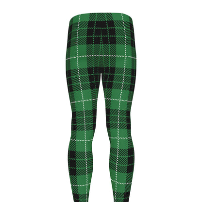 Black And Green Tartan Pattern Print Men's leggings