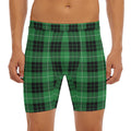 Black And Green Tartan Pattern Print Men's Long Boxer Briefs