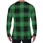 Black And Green Tartan Pattern Print Men's Long Sleeve T-Shirt