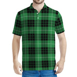 Black And Green Tartan Pattern Print Men's Polo Shirt