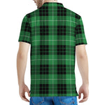 Black And Green Tartan Pattern Print Men's Polo Shirt