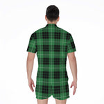 Black And Green Tartan Pattern Print Men's Rompers