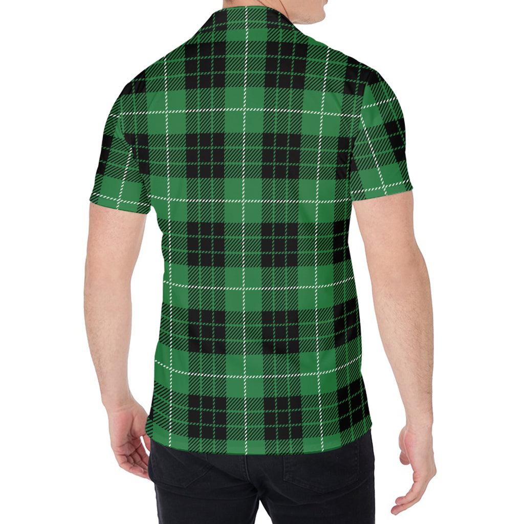 Black And Green Tartan Pattern Print Men's Shirt