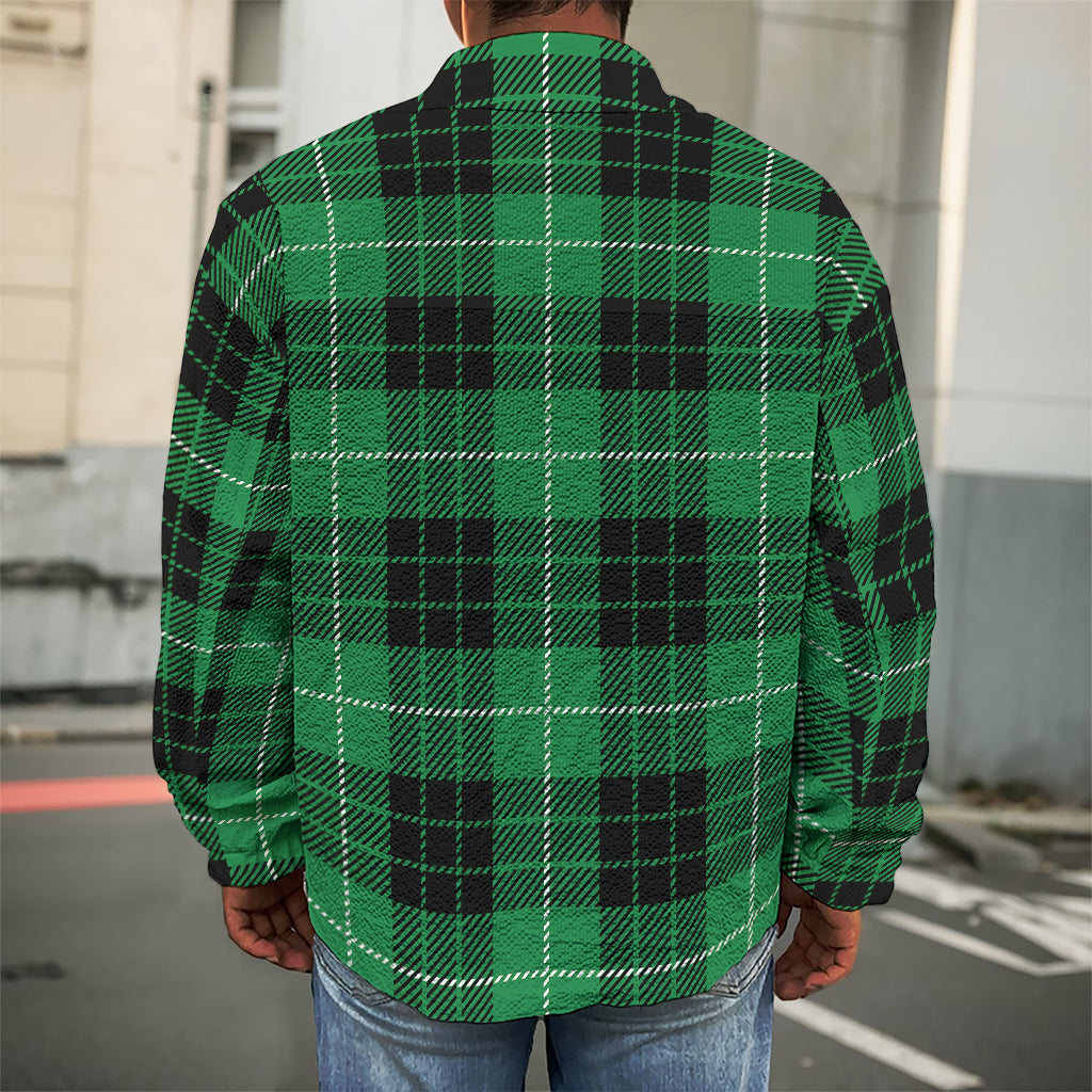 Black And Green Tartan Pattern Print Men's Shirt Jacket