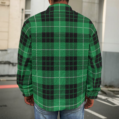 Black And Green Tartan Pattern Print Men's Shirt Jacket