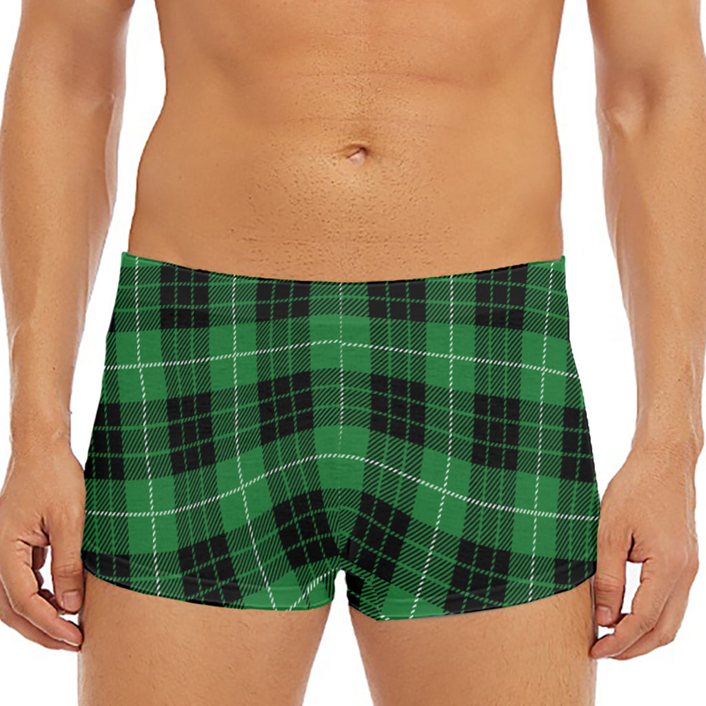Black And Green Tartan Pattern Print Men's Short Boxer Briefs
