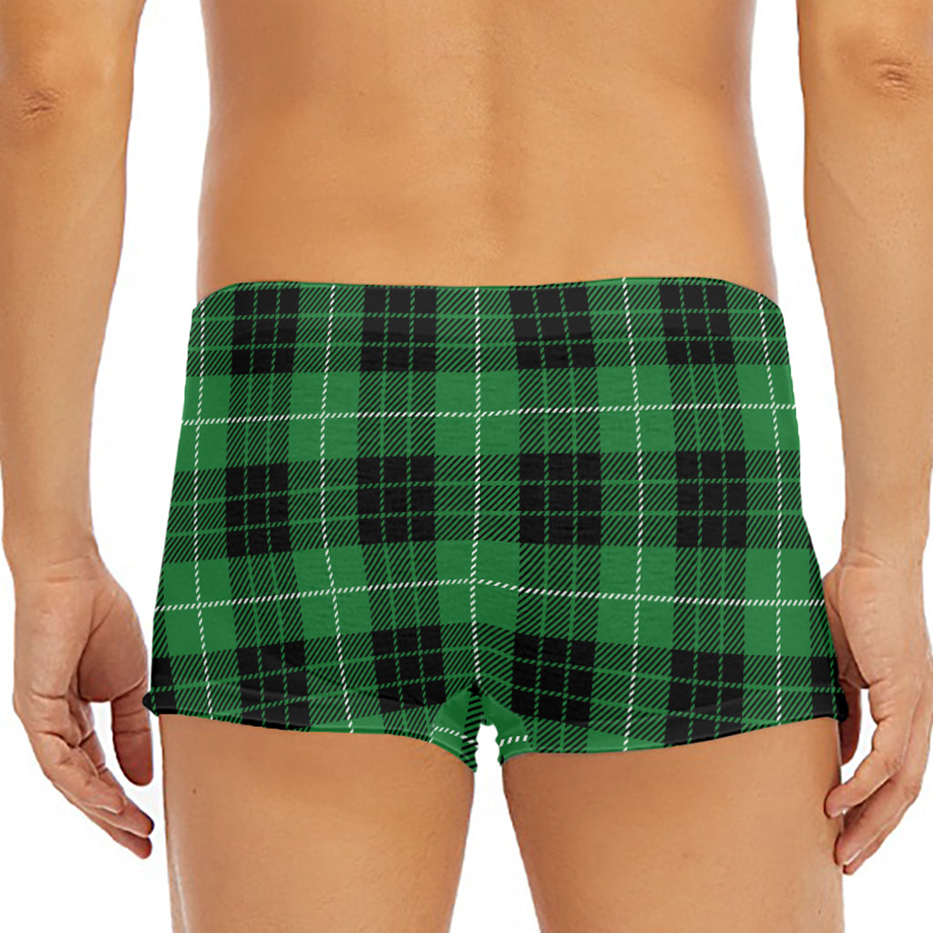 Black And Green Tartan Pattern Print Men's Short Boxer Briefs