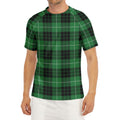 Black And Green Tartan Pattern Print Men's Short Sleeve Rash Guard