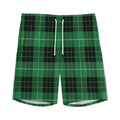Black And Green Tartan Pattern Print Men's Athletic Shorts