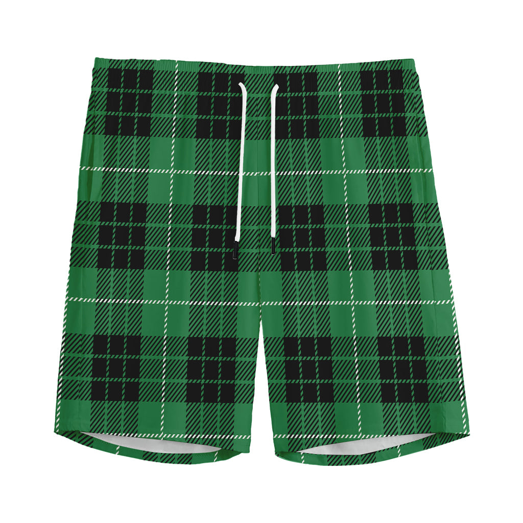 Black And Green Tartan Pattern Print Men's Sports Shorts
