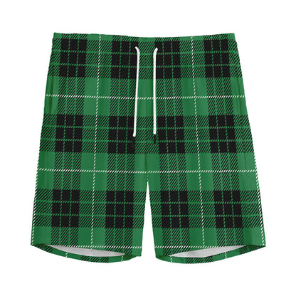 Black And Green Tartan Pattern Print Men's Sports Shorts