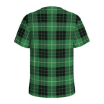 Black And Green Tartan Pattern Print Men's Sports T-Shirt