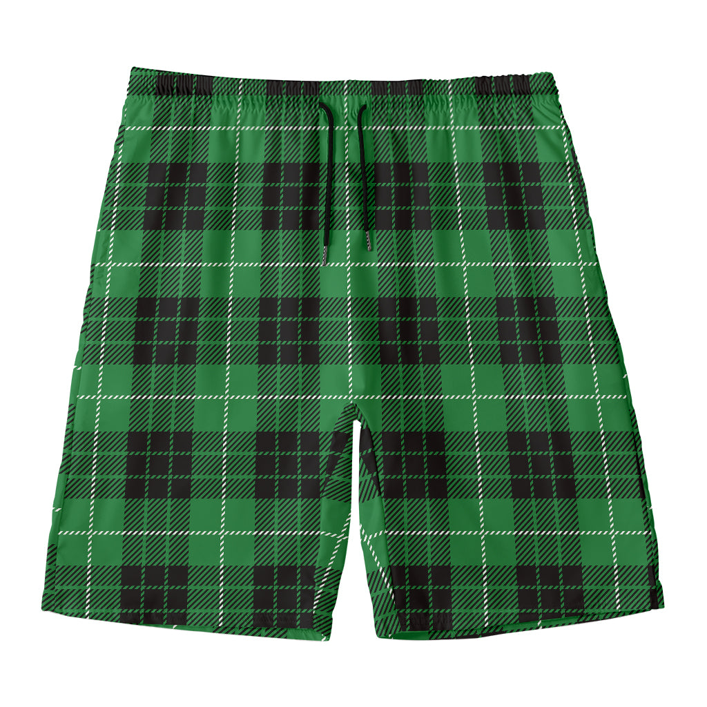 Black And Green Tartan Pattern Print Men's Swim Trunks