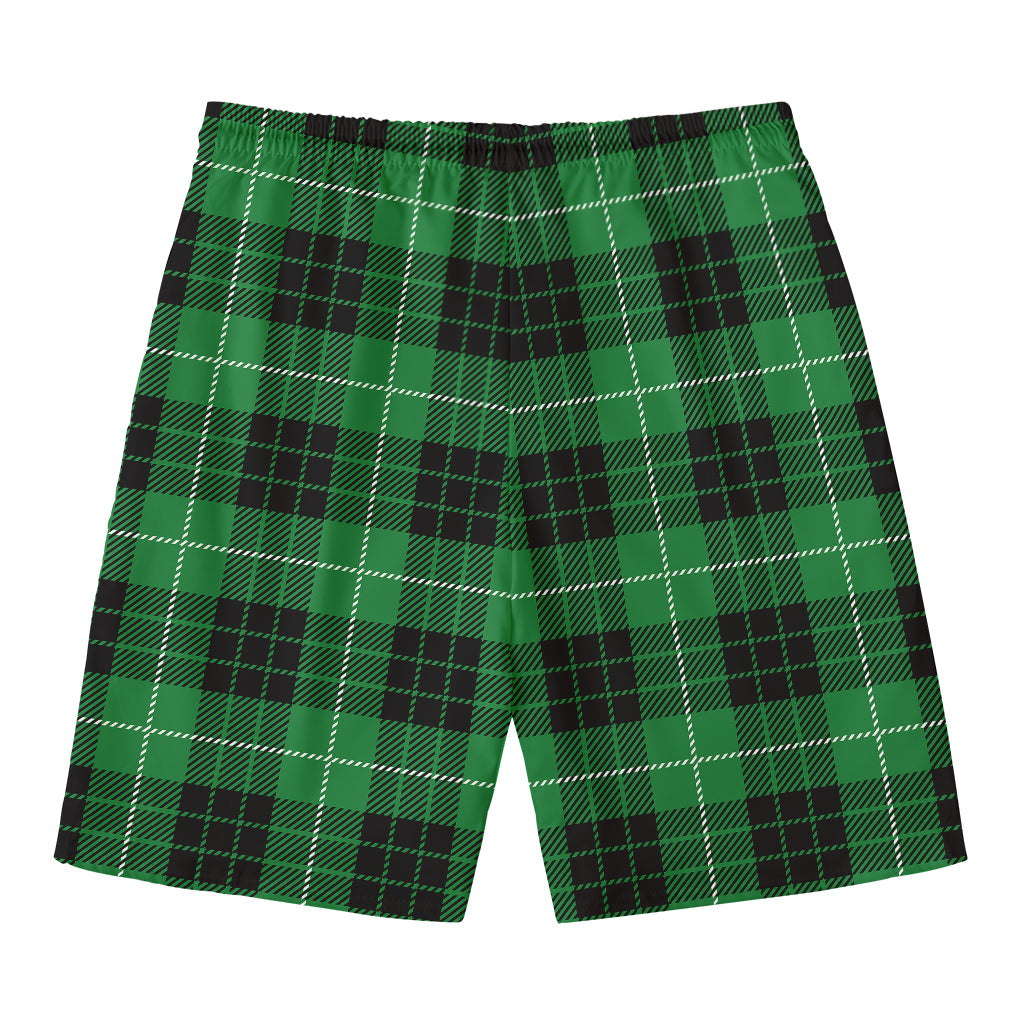 Black And Green Tartan Pattern Print Men's Swim Trunks