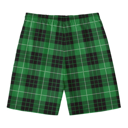Black And Green Tartan Pattern Print Men's Swim Trunks