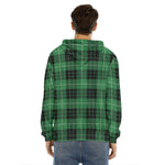 Black And Green Tartan Pattern Print Men's Velvet Pullover Hoodie