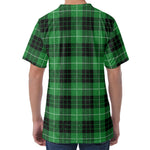 Black And Green Tartan Pattern Print Men's Velvet T-Shirt
