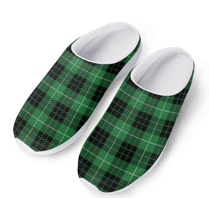 Black And Green Tartan Pattern Print Mesh Casual Shoes