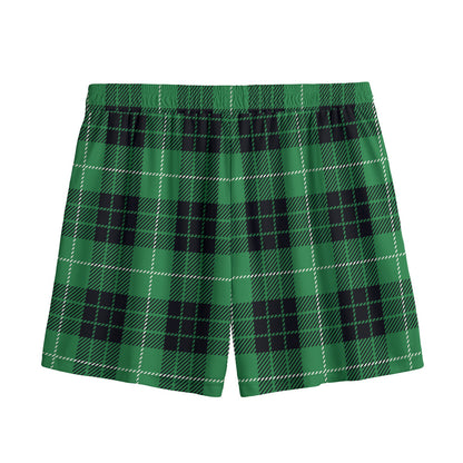 Black And Green Tartan Pattern Print Mesh Shorts