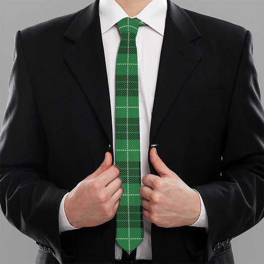 Black And Green Tartan Pattern Print Necktie