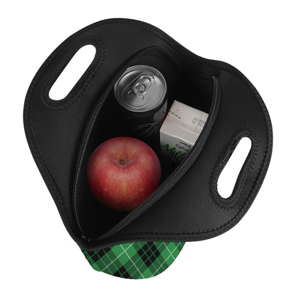Black And Green Tartan Pattern Print Neoprene Lunch Bag