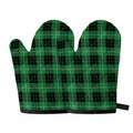 Black And Green Tartan Pattern Print Oven Mitts