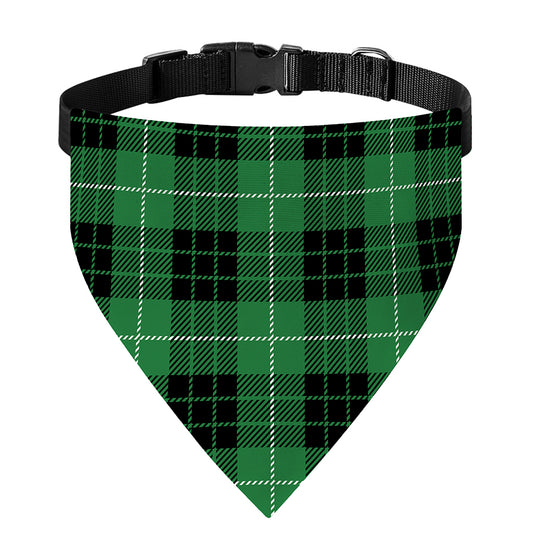 Black And Green Tartan Pattern Print Over The Collar Dog Bandana