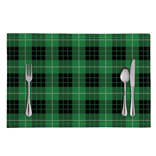 Black And Green Tartan Pattern Print Placemat