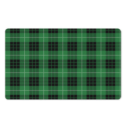 Black And Green Tartan Pattern Print Polyester Doormat