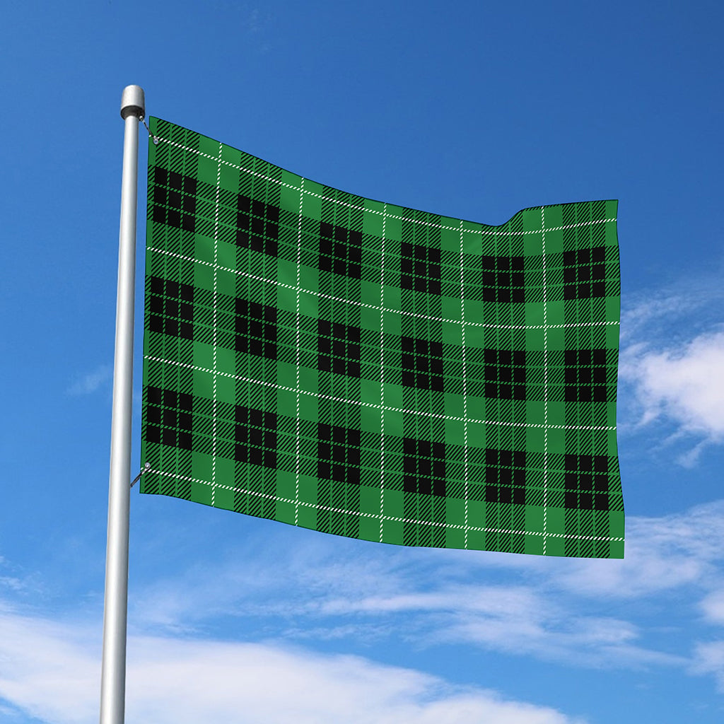 Black And Green Tartan Pattern Print Polyester Flag