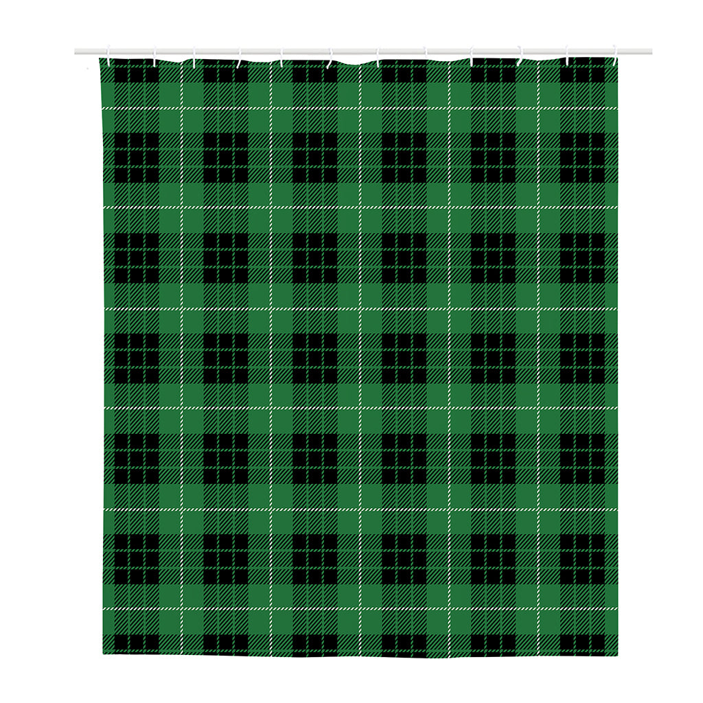 Black And Green Tartan Pattern Print Polyester Shower Curtain