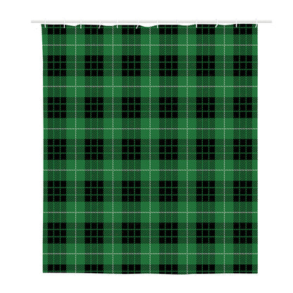 Black And Green Tartan Pattern Print Polyester Shower Curtain